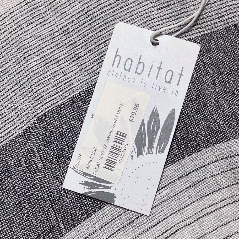 Habitat Linen Striped Lagenlook Top Blouse Relaxed Fit Size Large NWT - Picture 11 of 16